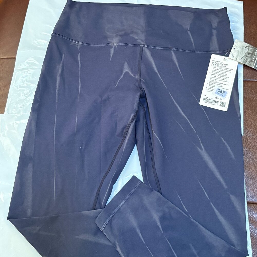 Lululemon Wunder Train HR Tight 25" Sz 14 Leggings STN1 Navy Grey $118 - Picture 2 of 9